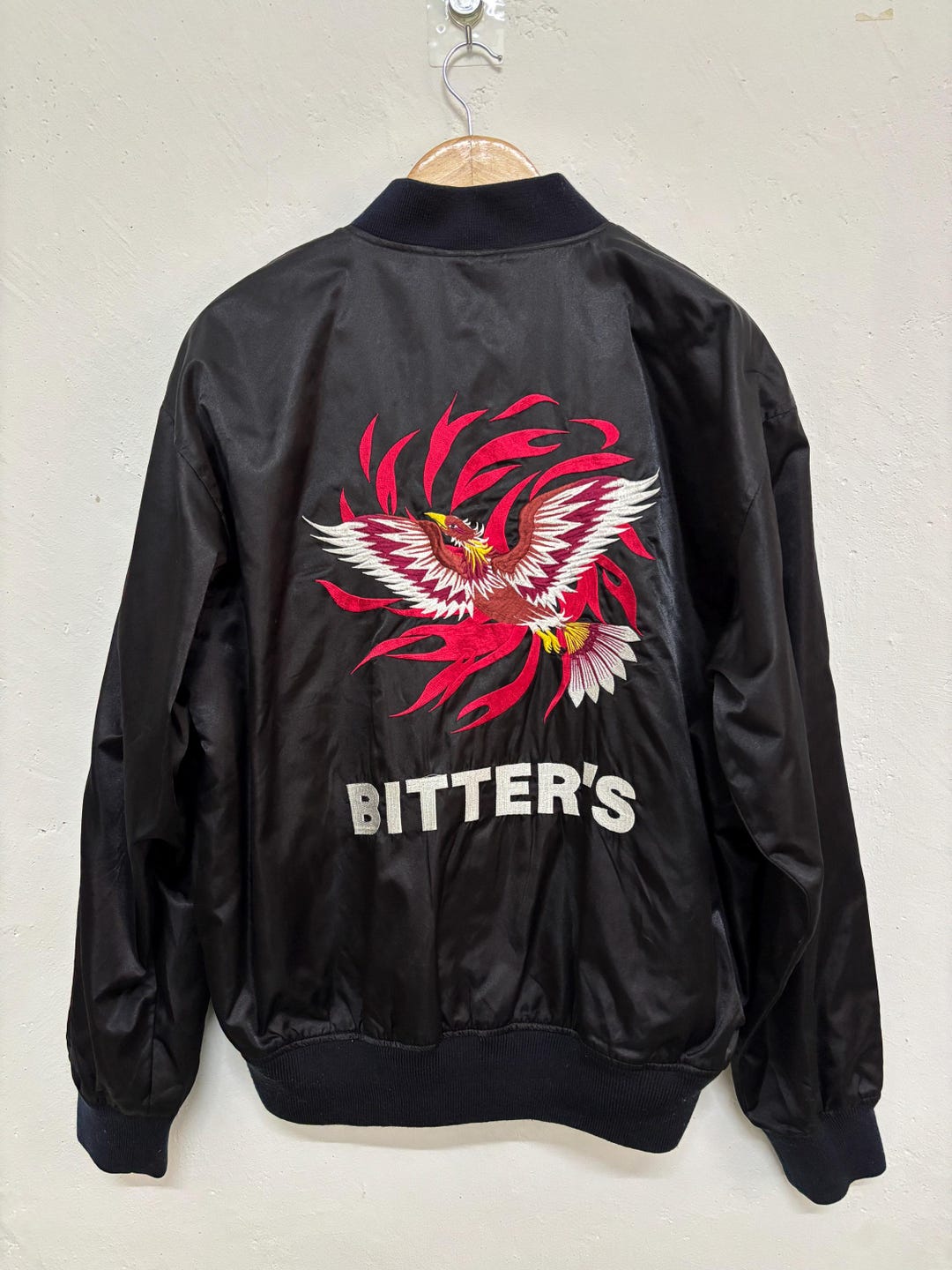 Vintage 80s Sukajan Bomber Jacket: Hand-embroidered Phoenix, XL