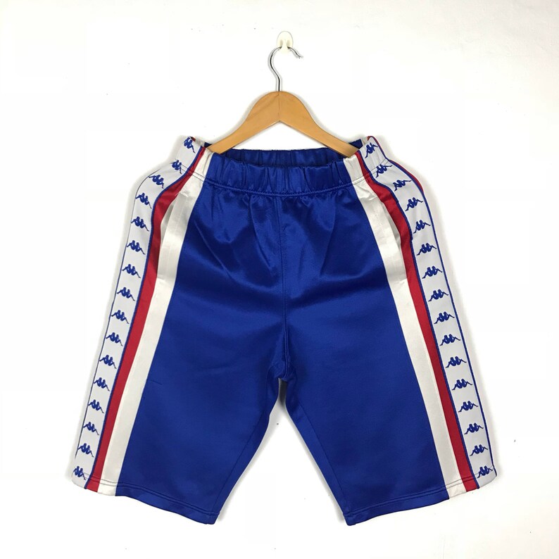 Red KAPPA Short Pants Embroidered Sidetape Logo Blue White Vintage Pant Size Medium
