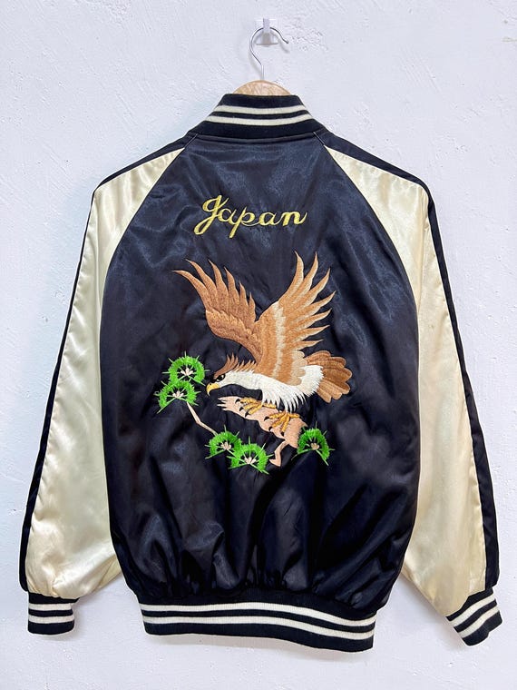 Vintage 80s Sukajan Pheonix Japan Satin Souvenir Jacket in Size Large Japanese Hand Embroidery Bomber Jacket Black Gold - Etsy Vintage 80s Sukajan Pheonix Japan Satin Souvenir Jacket in Size Large Japanese Hand Embroidery Bomber Jacket Black Gold - Etsy