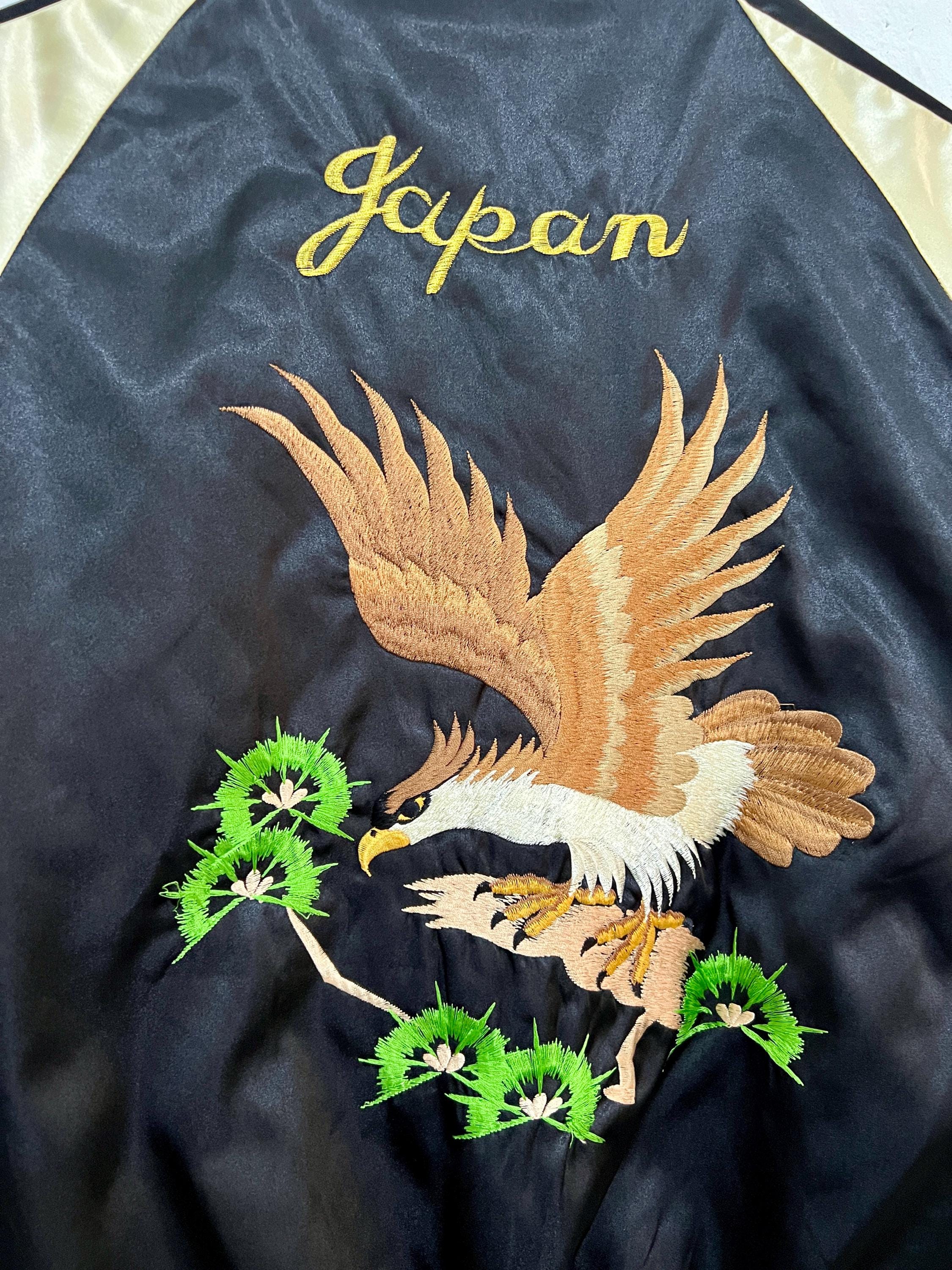 Vintage 80s Phoenix Satin Sukajan Souvenir Jacket Size Large Japan
