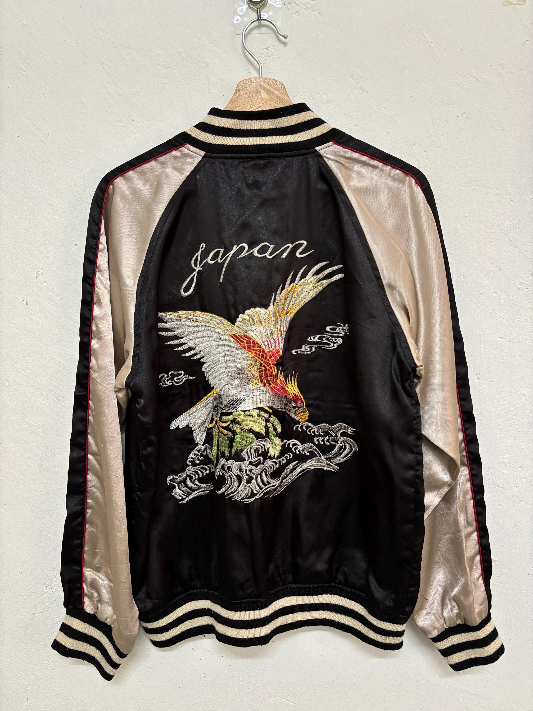 Vintage 90s Japanese Traditional Sukajan Jacket , Hand Embroidered
