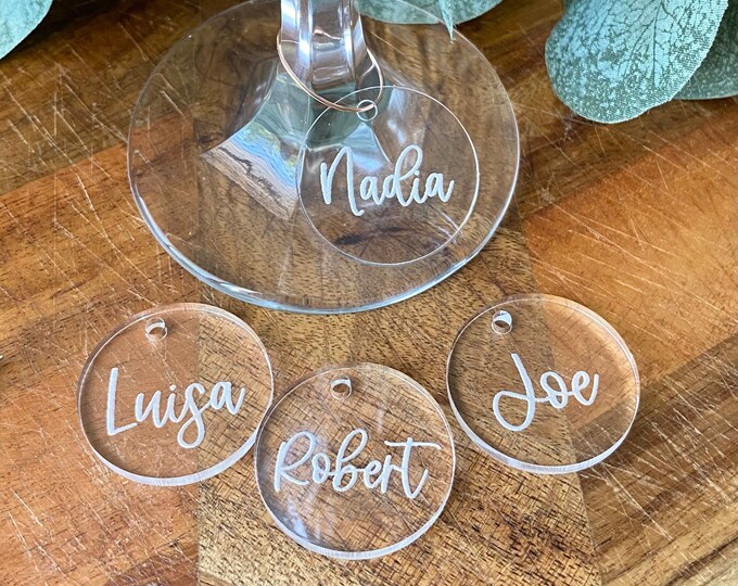 Round Wine Glass Charms Custom Name Wine Glass Charms Round Wine Charm
