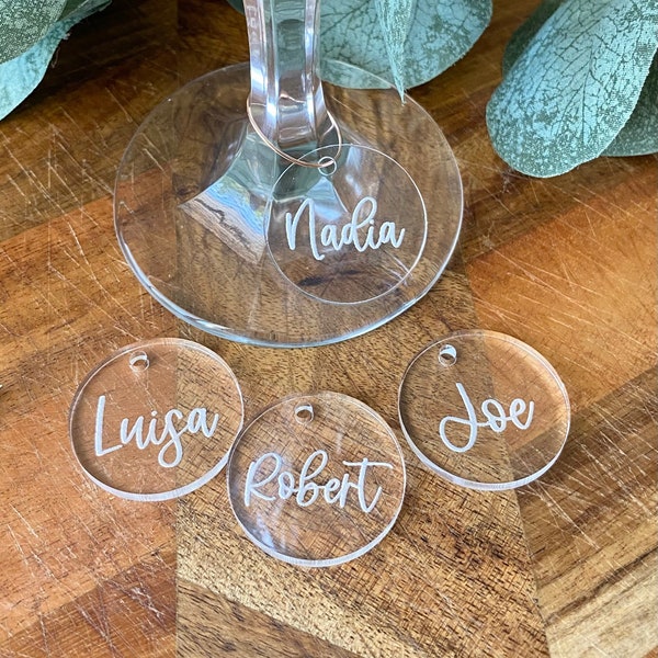 Round Wine Glass Charms | Custom Name Wine Glass Charms | Round Wine Charm Name Tag | Wine Glass Tag | Wedding Tags | Wine Glass Name Charm