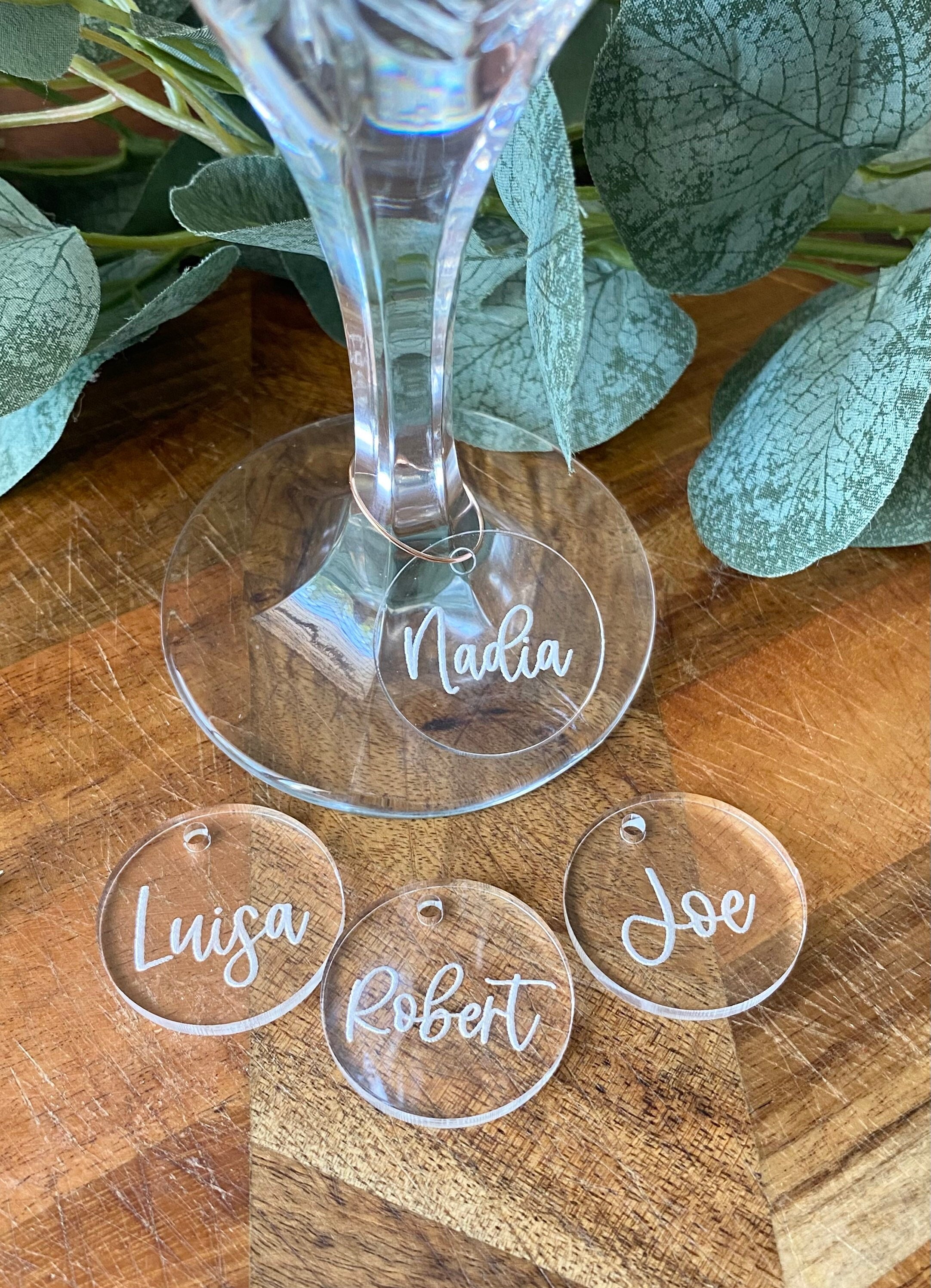 Round Wine Glass Charms Custom Name Wine Glass Charms Etsy