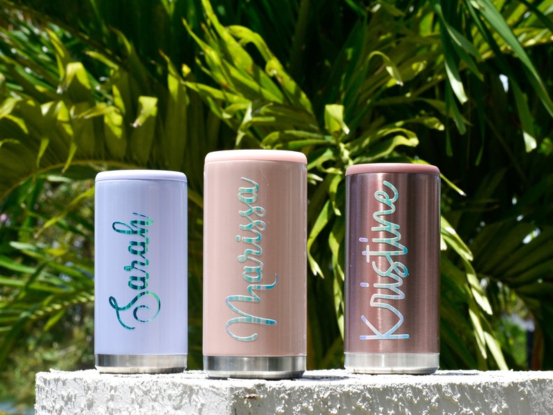 Personalized Can Cooler, Slim Can Cozie Personalized, Skinny Can Coolers, Seltzer Can Holder, Stainless Steel Insulated Cooler Gift for Her image 3