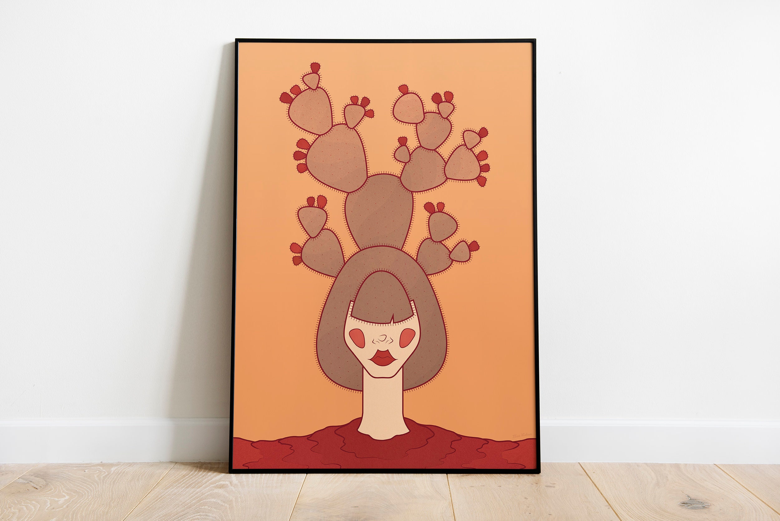 Pflanze Plakat Wohnzimmer Dekor Kaktus Illustration | Etsy