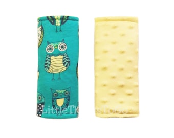 Owl car seat strap covers- teal car seat strap covers - yellow car seat strap covers - stroller strap covers
