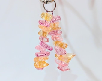 Handmade Gemstone Chips Bag Charm • Crystal Keychain Accessory