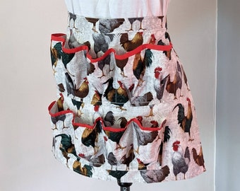 Egg apron - chicken egg gathering apron - black and white egg apron