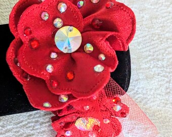 Made to order - hair accessory with AB crystals-  with elastic - Rhythmic gymnastics -made &shipped from NJ, USA