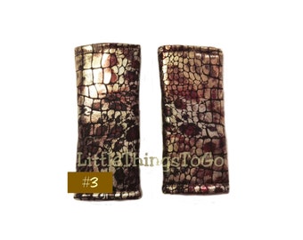 Car seat strap covers - "Dragon Skin " slick lycra-like fabric  and minky - reversible -Stroller strap covers.