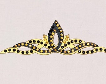 Black Gold Rhinestone Crown – Rhythmic Gymnastics Hair Accessory
