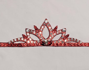 Red Rhinestone Rhythmic Gymnastics Crown Hair Accessory