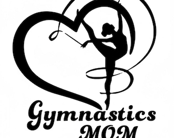 Rhythmic Gymnastics Mom Decal – Ribbon Gymnast Heart Silhouette Vinyl Sticker