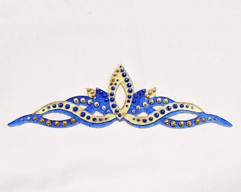 Blue Gold Rhinestone Crown – Rhythmic Gymnastics Hair Accessory