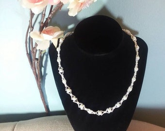 Pearl Necklace "Loon" Hand Beaded, available in white or ivory. Wedding Bridesmaid Mother of Bride Simple Bridal Elegant White Prom