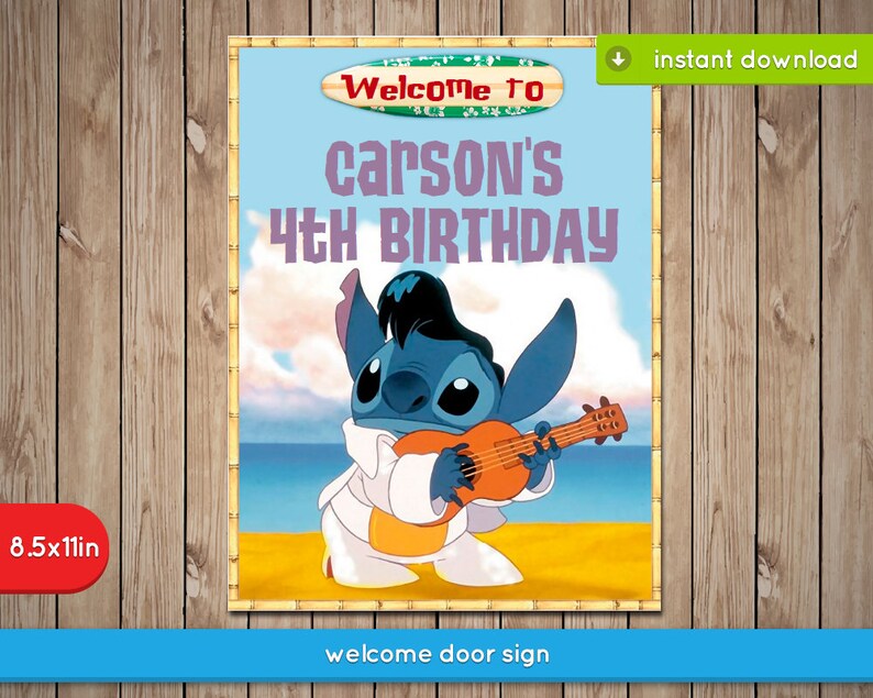 Lilo And Stitch Welcome Sign Banner Printable Food Label Etsy
