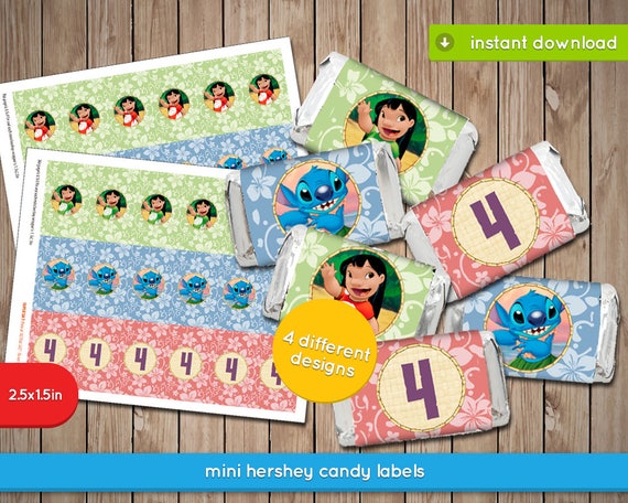 Lilo And Stitch Candy Bar Wrapper Hershey Printable Mini Etsy