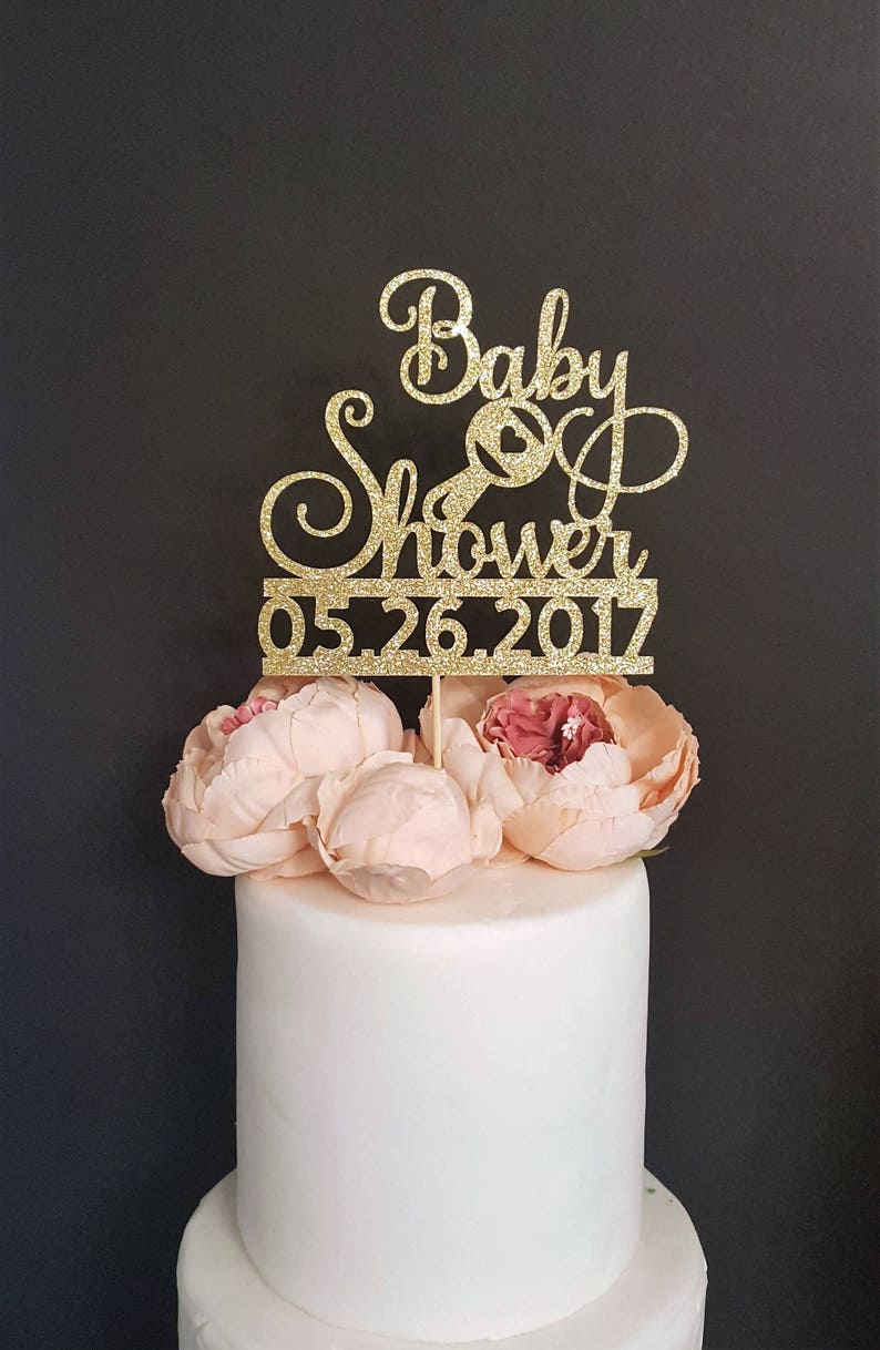 Baby Shower Topper Glittery Baby Shower Cake Topper Party Etsy