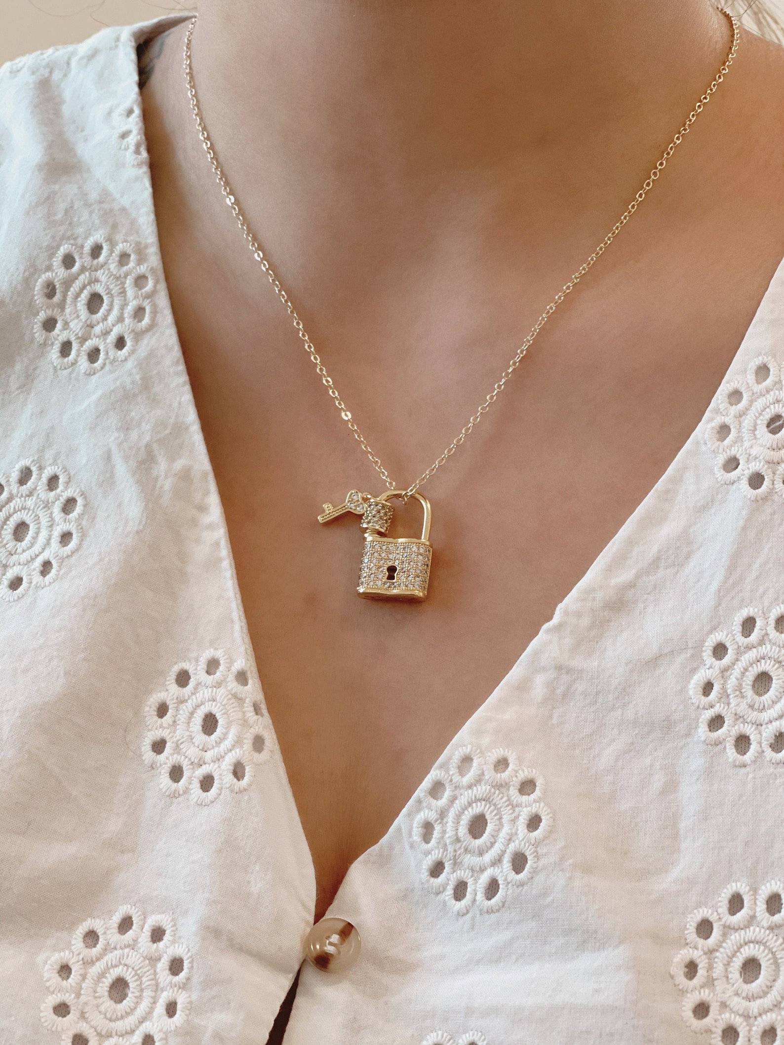 Lock and Key Necklace 18k Gold Plated Love Necklace Clasp Etsy