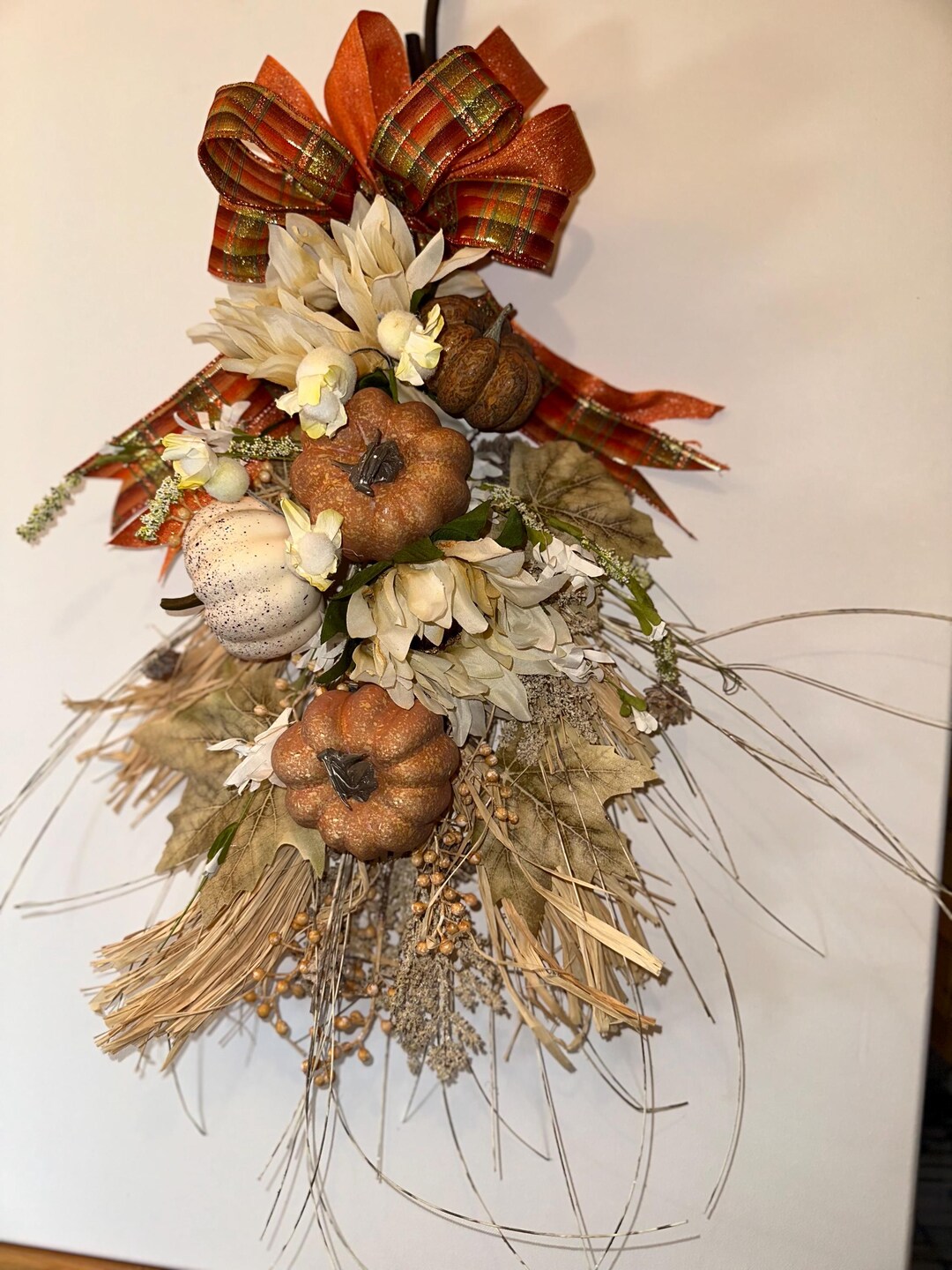 Rustic Pumpkin Fall Swag – Farmhouse Harvest Door Décor - Etsy