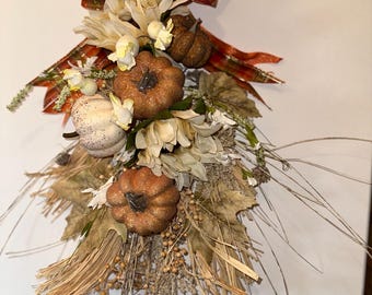 Zucca rustica autunnale - Decorazione per porta in stile fattoria