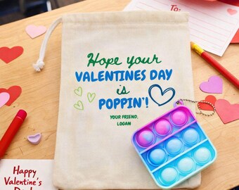 Pop Fidget Toy Valentine's Gift Bag: School Play Doh Valentines, Personalized Valentines Class Set Popper, Kids Valentines Popper Toy