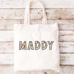 Sacs fourre-tout personnalisés fleuris pour enfants, tout-petits et adultes : sac prénom pour enfant, cartable pour enfant, cartable préscolaire pour tout-petit