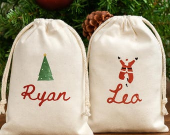 Personalisierte Weihnachtstaschen: Weihnachtsgeschenkkarte Tasche, Kordelzug Weihnachtsgeschenk Tasche, Weihnachtsfeier Goodie Bag Kinder, Weihnachtstasche