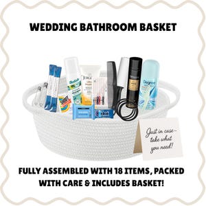 Wedding Bathroom Baskets: Wedding Amenity Kits, Bathroom Kits for Weddings, Bride Emergency Kits, Fully Assembled Bathroom Kits