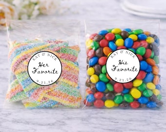 His and Her Favorite Personalized Stickers: Our Favorite Stickers, Custom Wedding Candy Favors, Favor Stickers