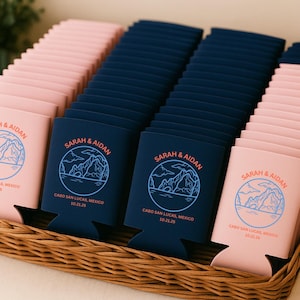 Wedding Koozies: Bulk Wedding Koozies, Wedding Can Coolers, Monogramed Wedding Koozies, Initials Koozies for Weddings, Beach Wedding Koozies
