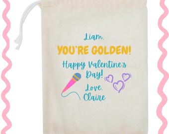 KPop Valentine's Gift Bag: School Demon Hunters Valentines Treats, Golden Valentine's Bags, Kpop Valentines, Kpop Hunter Valentines