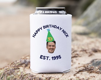Custom Face Birthday Koozie: Personalized Party Favor