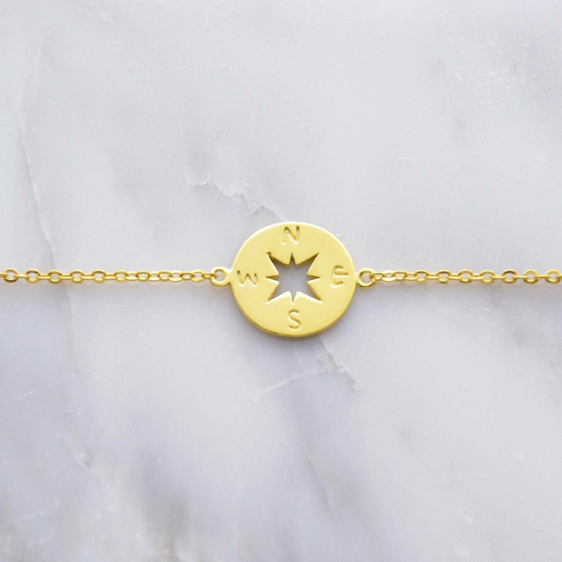 Gold compass bracelet compass bracelet dainty disc bracelet Etsy