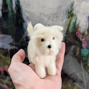 Wee little westie puppy needle felted ornamental figure/sculpture for pet lover