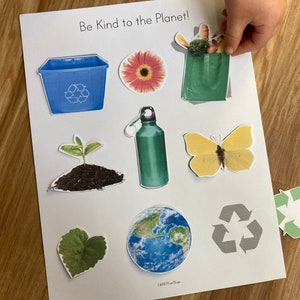 Earth Day Shadow Matching - Environment Reduce Reuse Recycle - Toddler Preschool Kindergarten Busy Book Activity - Nature Study Printable