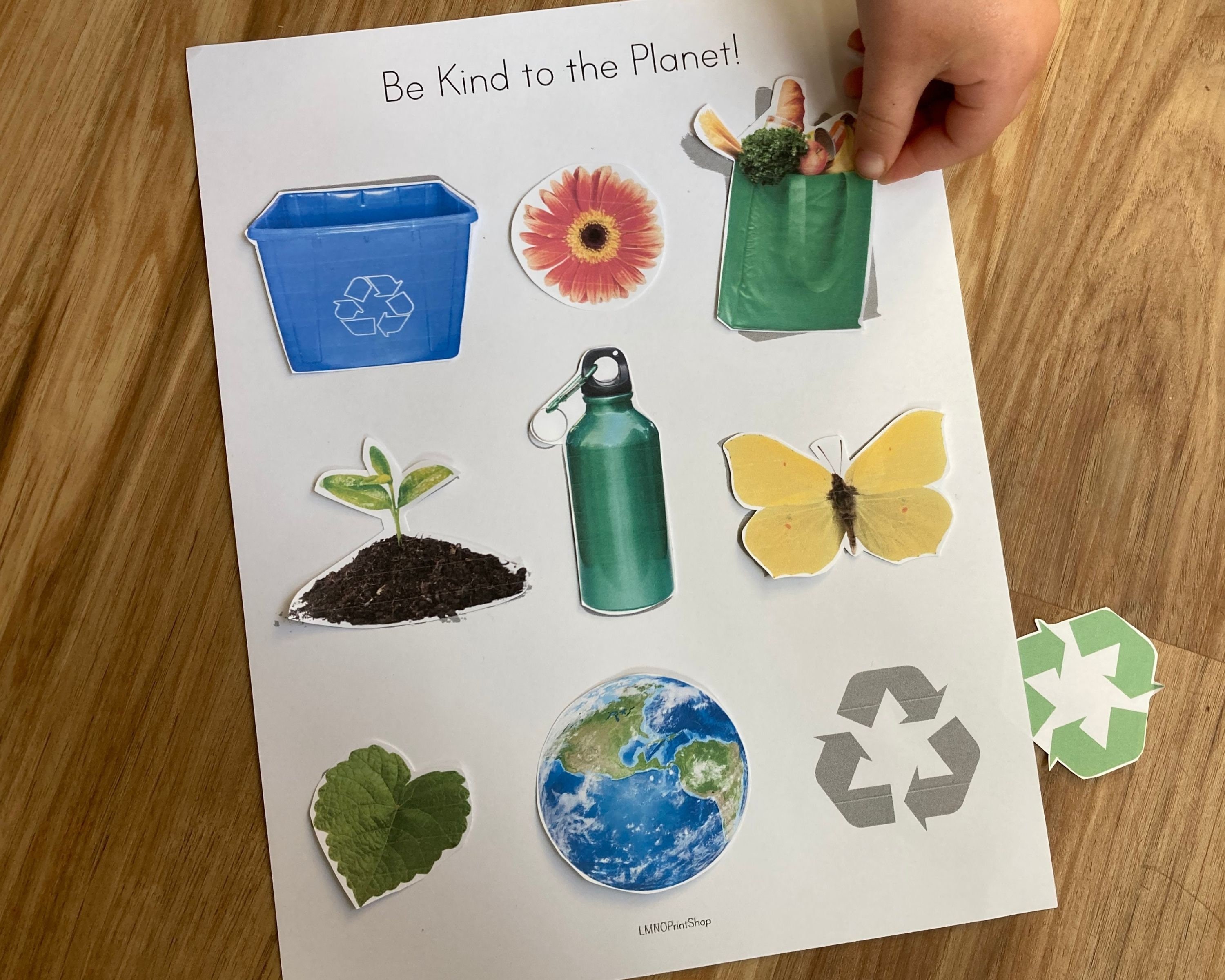 Earth Day Shadow Matching - Environment Reduce Reuse Recycle - Toddler Preschool Kindergarten Busy Book Activity - Nature Study Printable