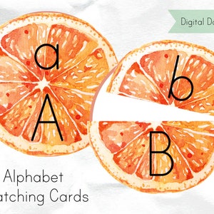 Tarjetas de emparejamiento del alfabeto - Naranja - Bolsa de actividades con letras - Preescolar, guardería, aprendizaje Montessori imprimible