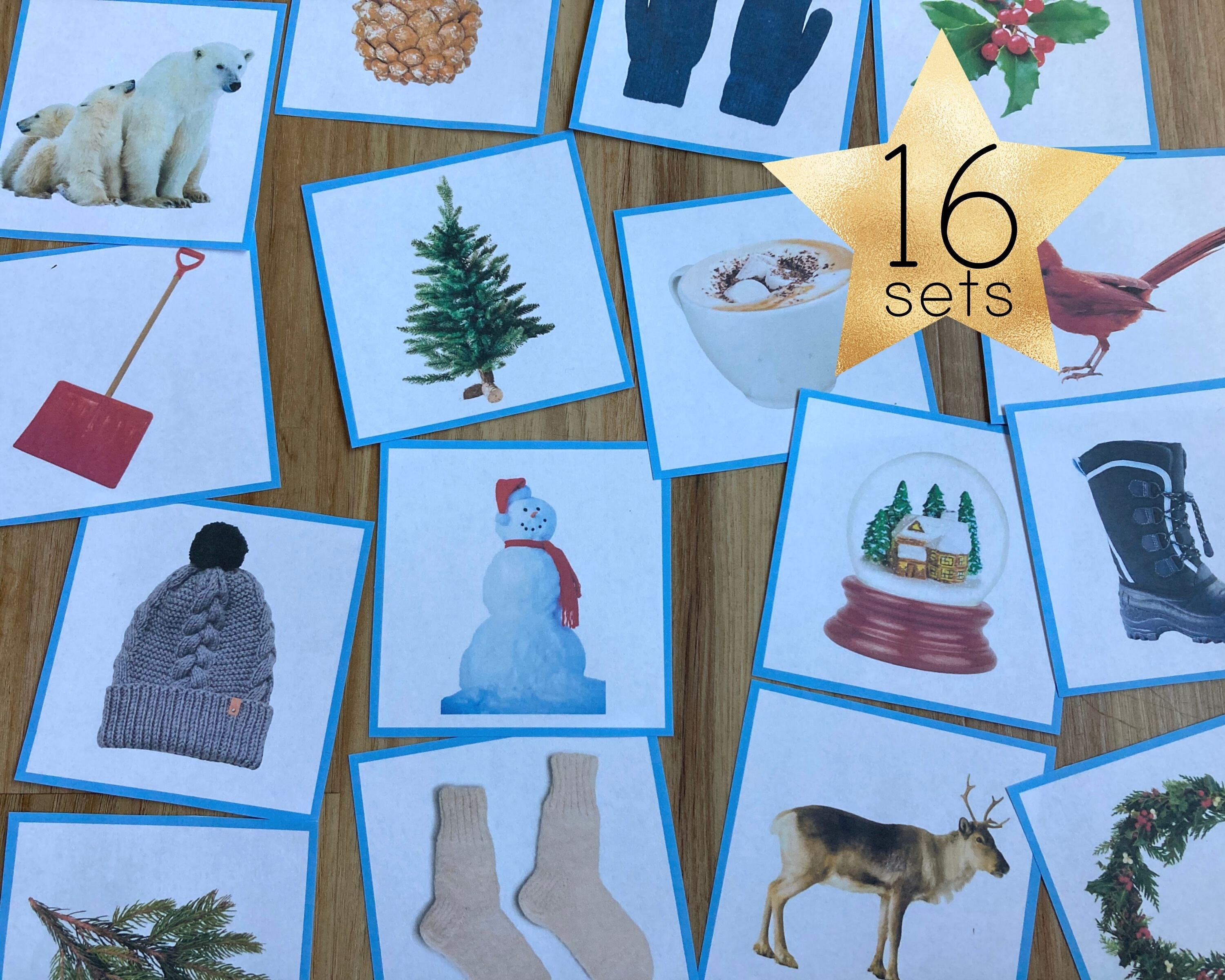 WINTER Shadow Matching Cards - Montessori Printable - Preschool Toddler ...