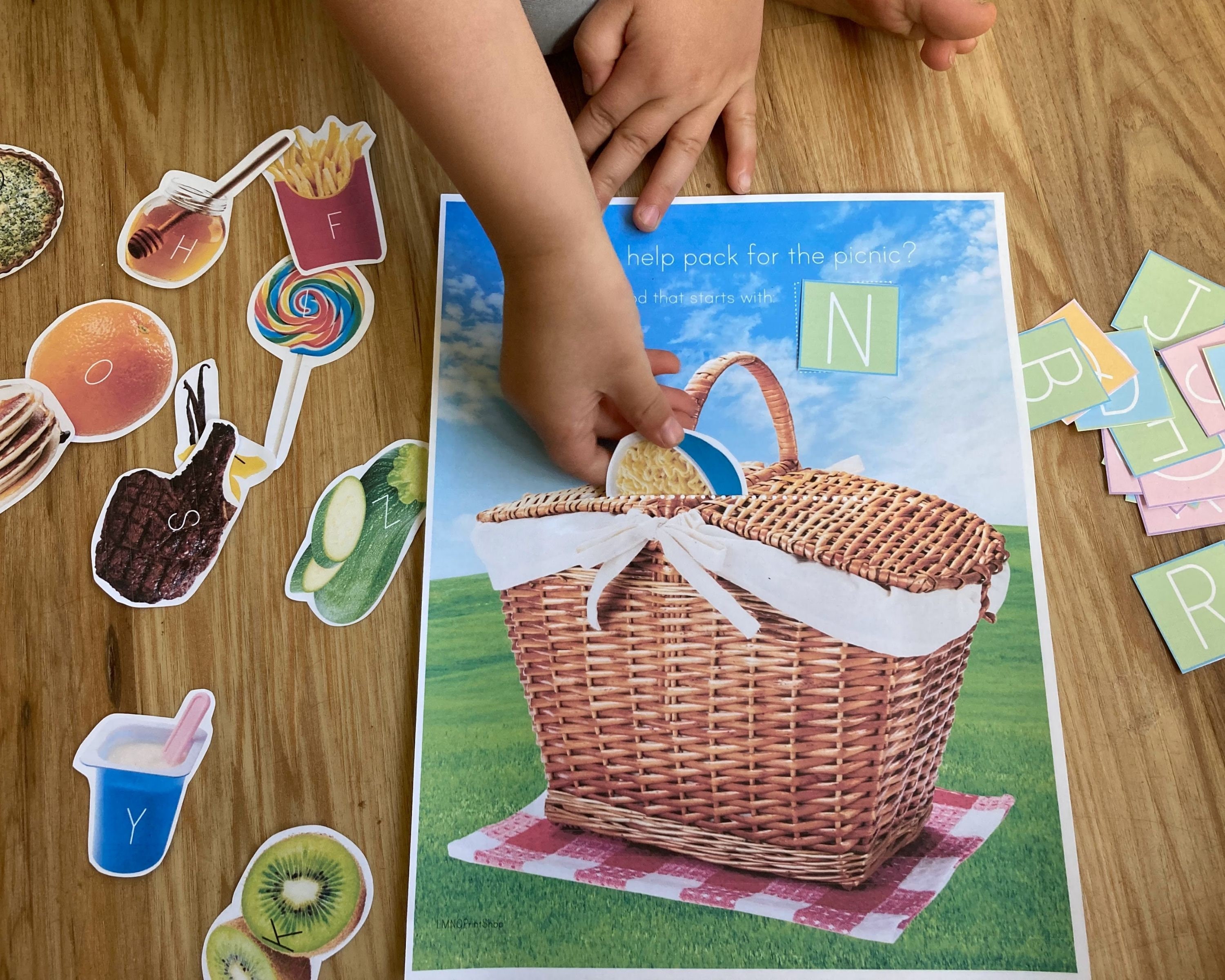 Picnic Basket Food Letter Match Alphabet Learning Game Toddler