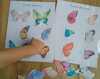 Butterfly Symmetry Match - Classeur occupé imprimable préscolaire - Étude de la nature Montessori - Étude de l'unité des tout-petits - École à la maison - Bugs de la maternelle