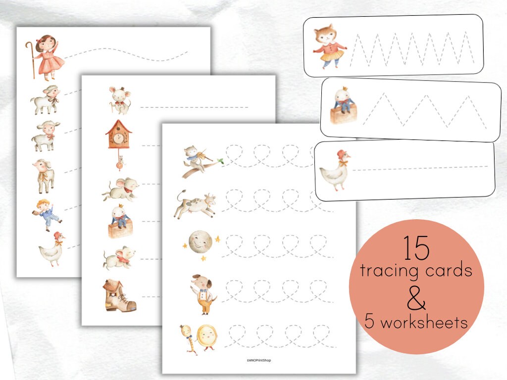 nursery rhyme pre writing line tracing handwriting practice etsy canada