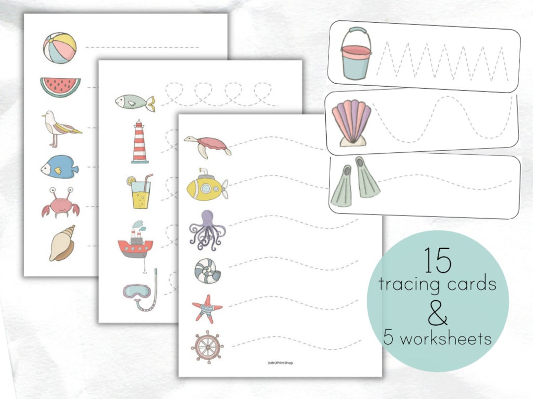 Summer Beach Prewriting Line Tracing Handwriting Practice Busy Bag