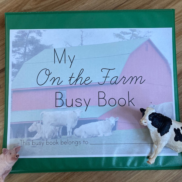 Farm Busy Book - Preschool Printable - Montessori Homeschool - Letter Shadow Number Matching - Tracing Learning Binder - Animal Nature Study