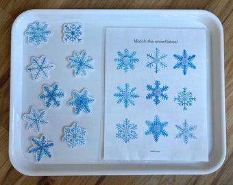 SNOWFLAKE Matching - Busy Book Activity - Preschool Toddler Printable - Learning Binder - Winter Christmas Theme - Montessori Homeschool