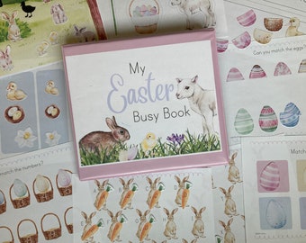 Easter Spring Busy Book - Lent Learning Binder - Rabbits Flowers Eggs - Matching Sorting Colors Shadow Match - Preschool Printable - Toddler