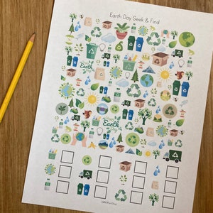 Earth Day iSpy - Seek and Find Printable Worksheet - Counting Nature Environment - Preschool Kindergarten Toddler Grade Activity - Spring
