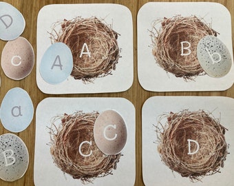 Alphabet Matching Busy Bag Activity Cards - Birds Eggs Nest - Toddler Preschool Kindergarten Letters - Montessori Nature Study Homeschool