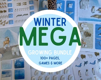 WINTER BUNDLE - Preschool Homeschool - Busy Book Printable - Montessori Unit Study - Christmas Nativity Arctic - Learning Binder Activity